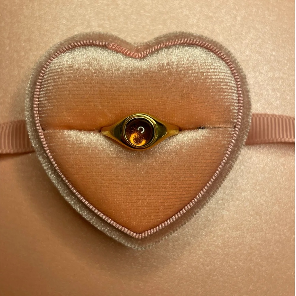 Pink Tourmaline Cabochon Signet Ring